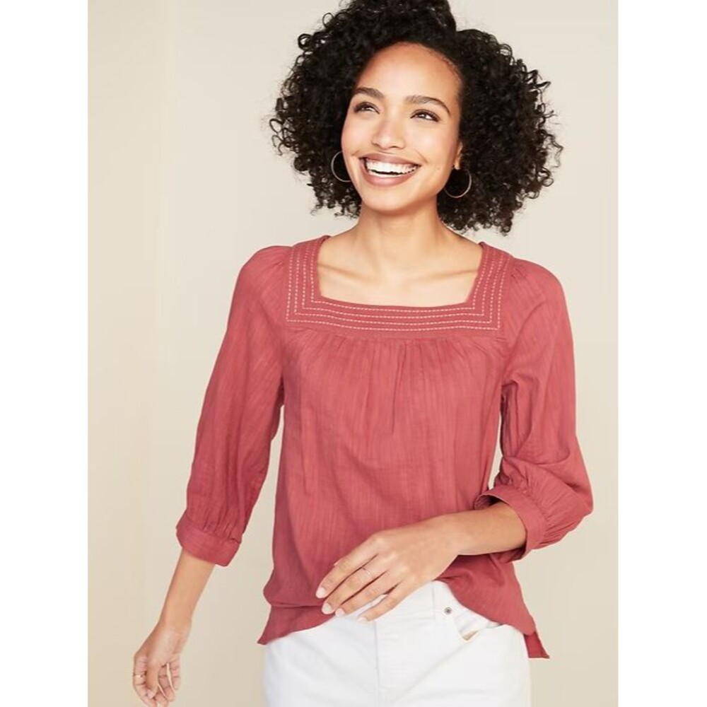Old Navy square neck peasant tunic top Size XL cotton blend Boho